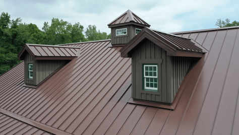 Brown vertical metal roofing